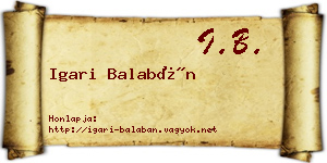Igari Balabán névjegykártya